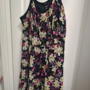 Disney Black Floral Dress with Pink and Yellow Accents